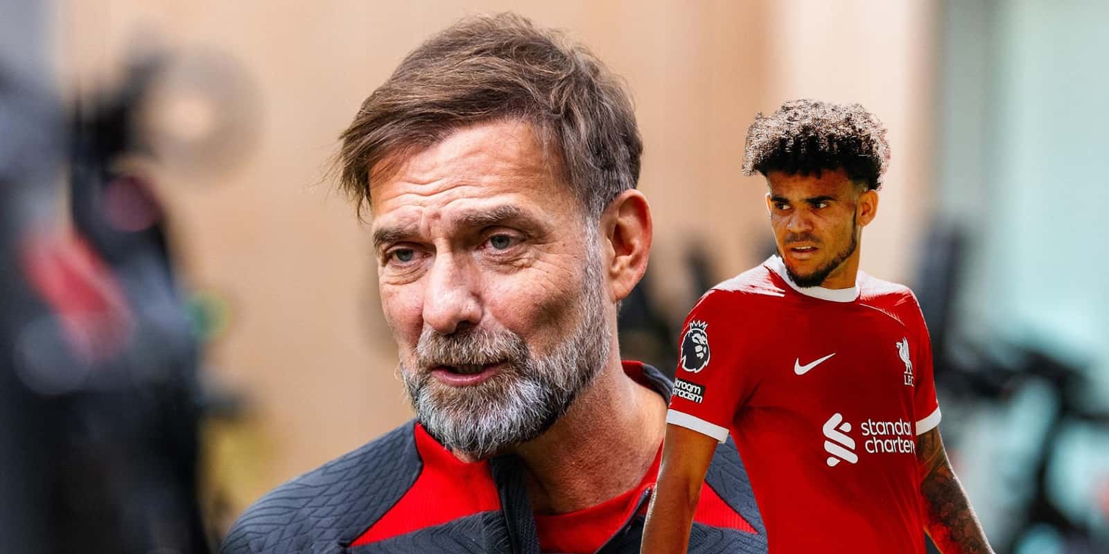 Klopp atento con unas posibles bajas. Fotos de Klopp y Díaz tomadas de Liverpool FC Web Site.