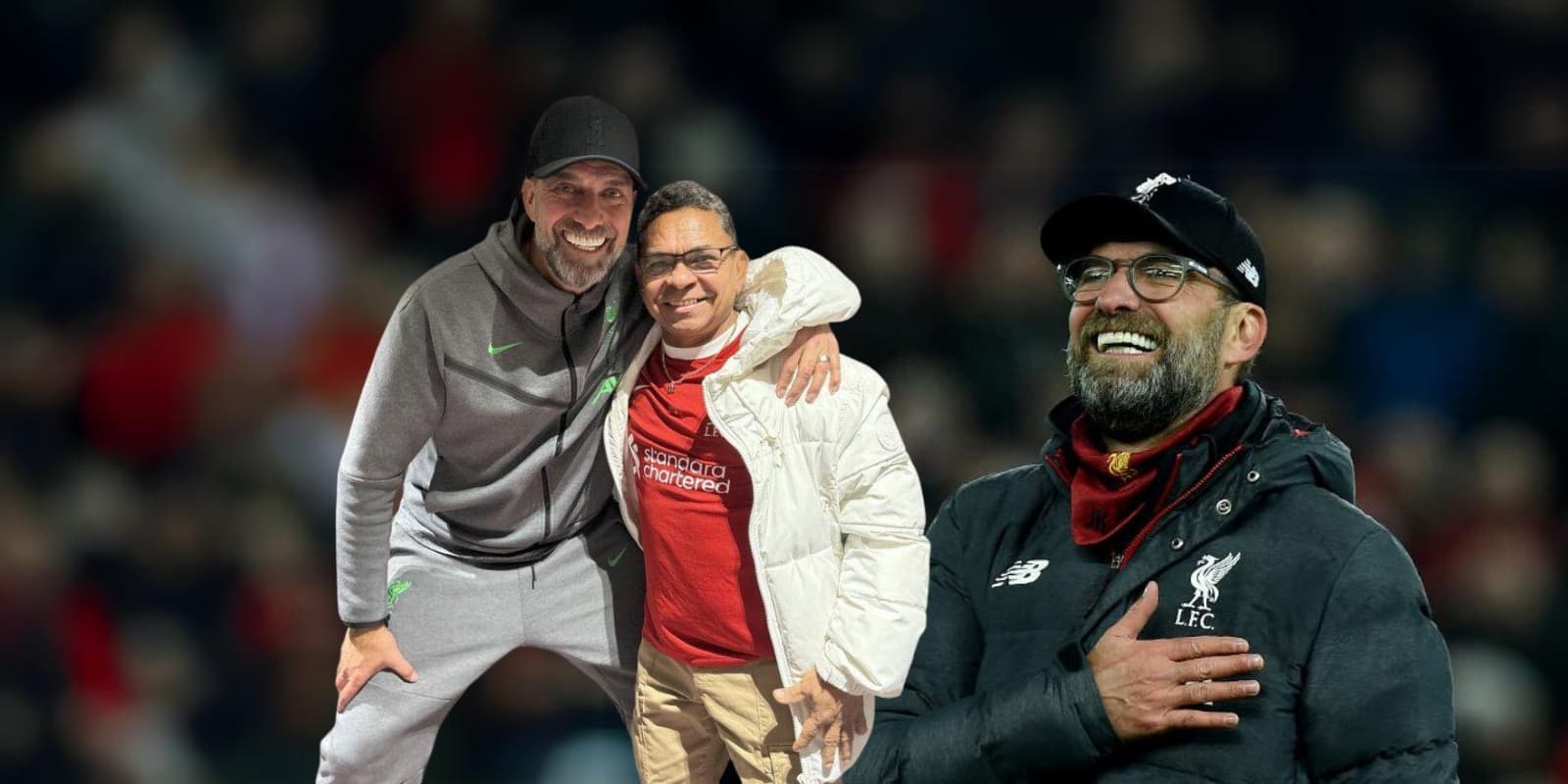 Klopp con un emotivo gesto con Mané Díaz. Foto de Klopp y Mané tomada de Facebook Fútbol Pasión Colombia y Website del Liverpool.