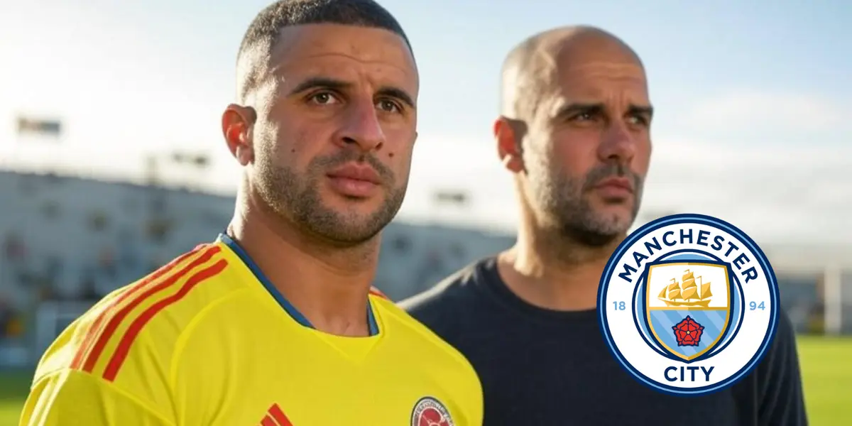 Kyle Walker y Pep Guardiola: Imagen creada con la IA Grok de X y Escudoteca