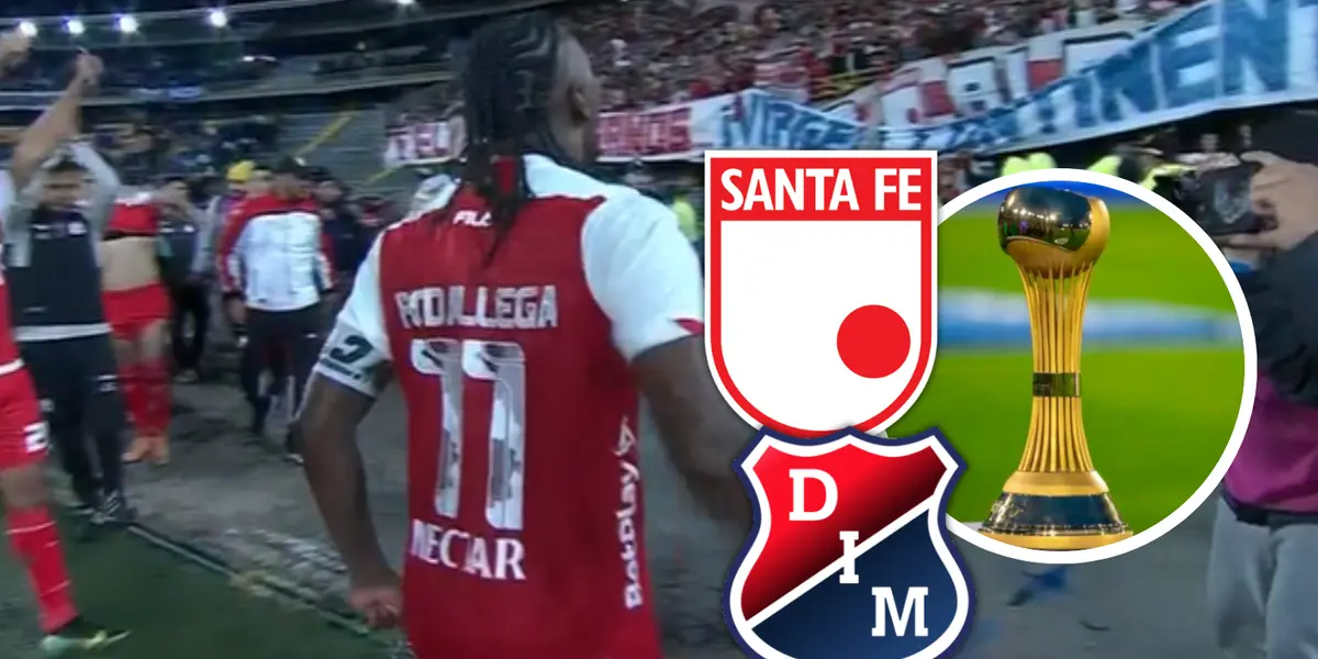 La alegría de Santa Fe: El equipo celebra su pase a la gran final ante el Medellín. Foto: Captura de Win Sports, Escudoteca y Dimayor