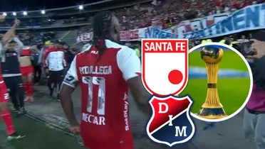 La alegría de Santa Fe: El equipo celebra su pase a la gran final ante el Medellín. Foto: Captura de Win Sports, Escudoteca y Dimayor