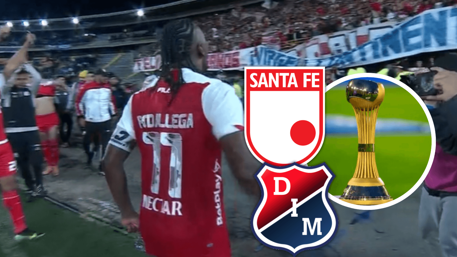 La alegría de Santa Fe: El equipo celebra su pase a la gran final ante el Medellín. Foto: Captura de Win Sports, Escudoteca y Dimayor