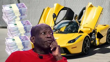 La anécdota de Faustino Asprilla con su Ferrari. Foto del auto de Autocasion y foto Asprilla de Las 2 Orillas, foto de pesos de 123RF.