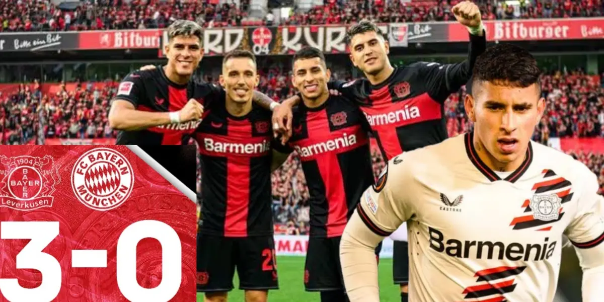 La calificación a Piero Hincapié y Gustavo Puerta en Bayer Leverkusen vs Múnich (Foto tomada redes Leverkusen, AS y Caracol Radio)