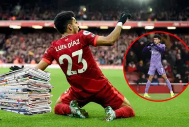 La calificación que recibió Luis Díaz de prensa inglesa tras marcar con Liverpool