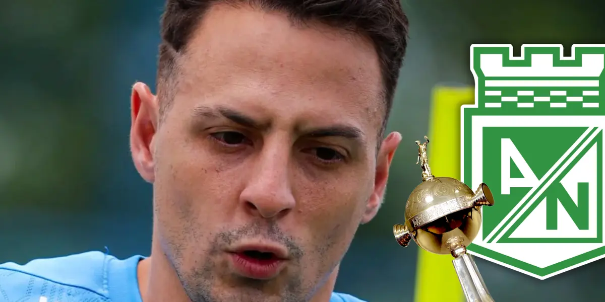 La condicion de Santiago Arias para poder llegar a Atlético Nacional en 2026 Foto: SC Bahia, Escudoteca y CONMEBOL