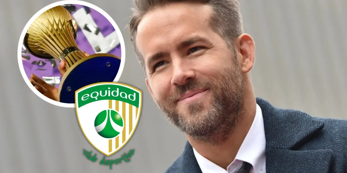 La Equidad campeón? Este gesto de Ryan Reynolds ilusiona a los hinchas con la posibilidad de ver a su equipo levantar el título. Foto: Wikipedia, Liga Betplay y Escudoteca