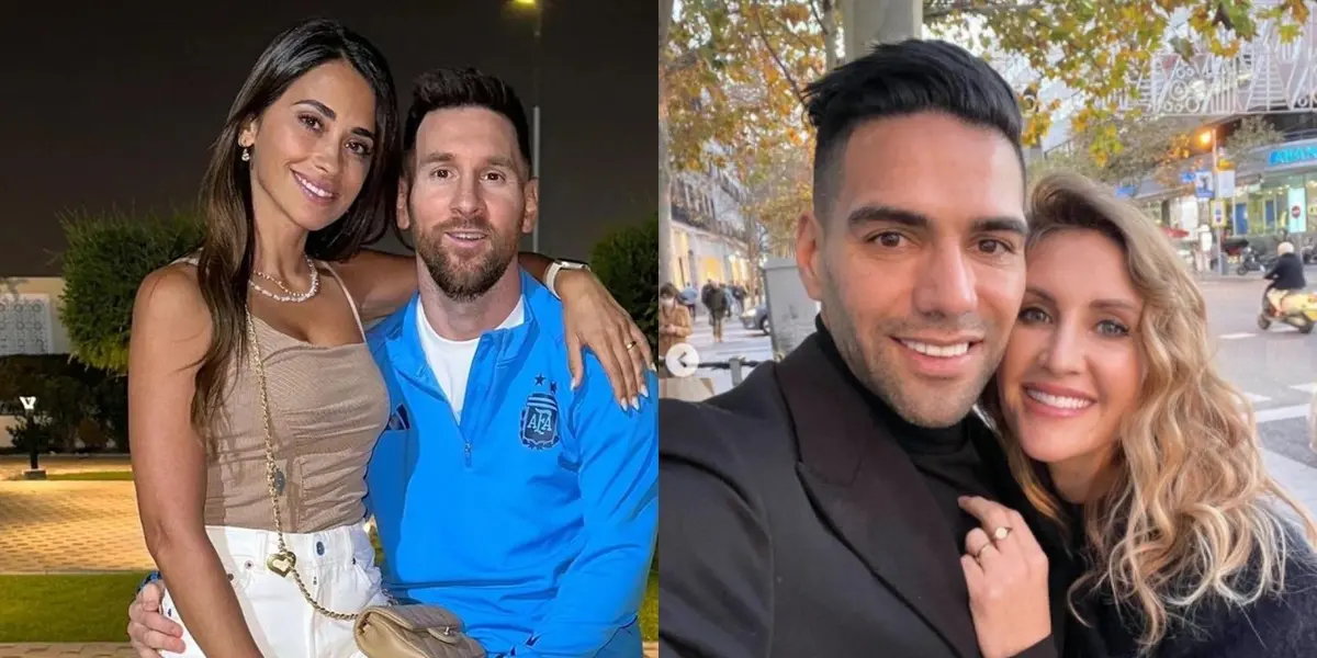 La esposa de Radamel Falcao se pone la camiseta para apoyar a El Tigre como lo hace Antonella Roccuzzo con Lionel Messi.