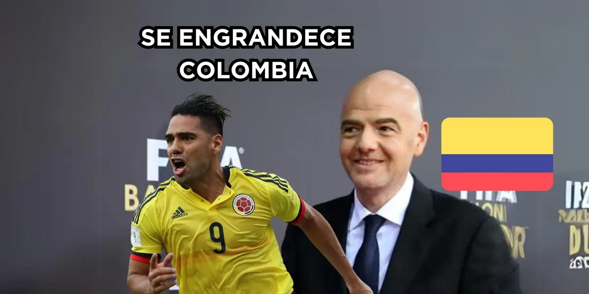 La FIFA resaltó a Falcao. Foto de Infantino en The Guardian, Falcao del medio El País.