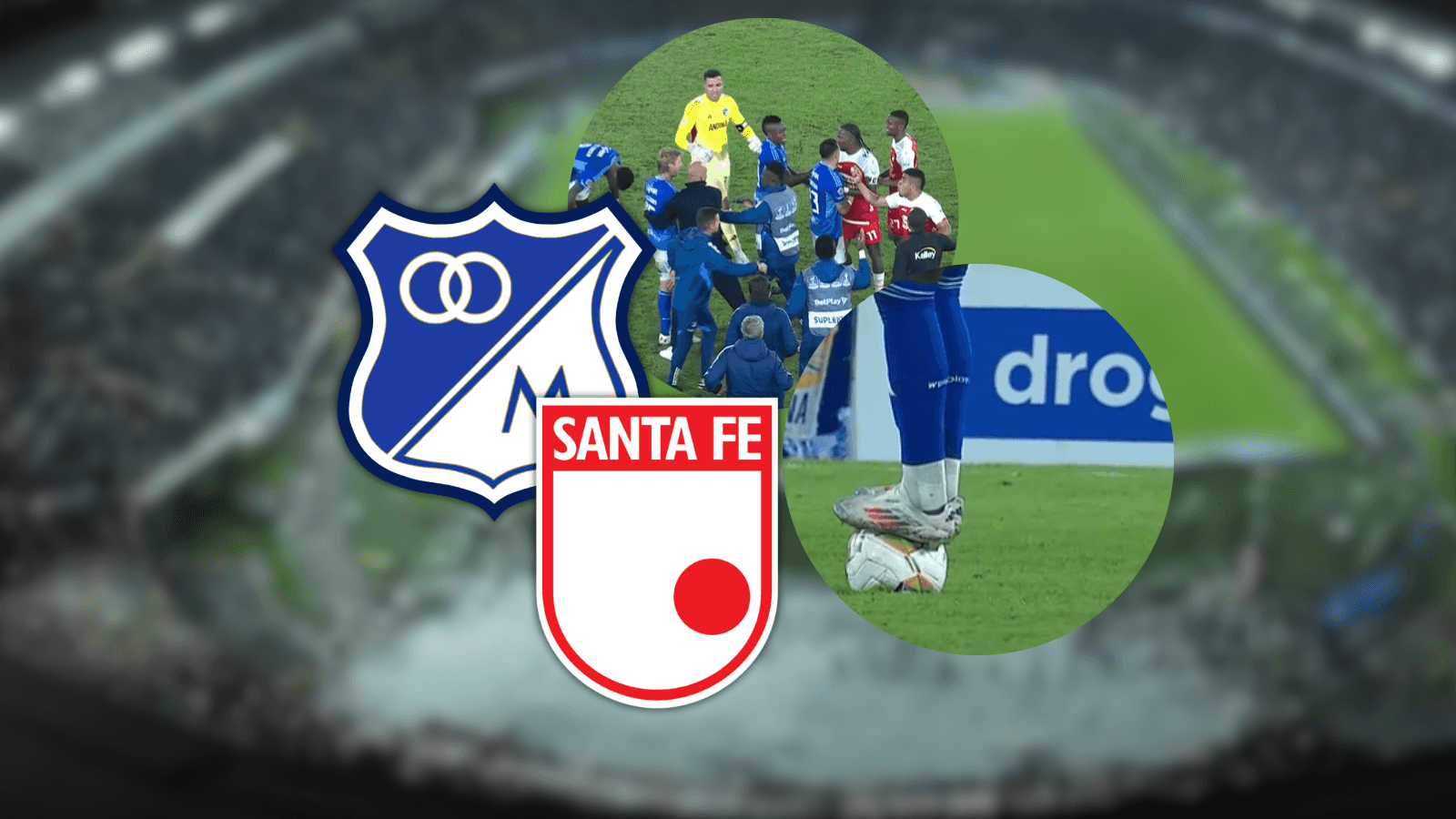 La jugada que cambió todo en el clásico bogotano Foto: Escudoteca y Captura de Win Sports
