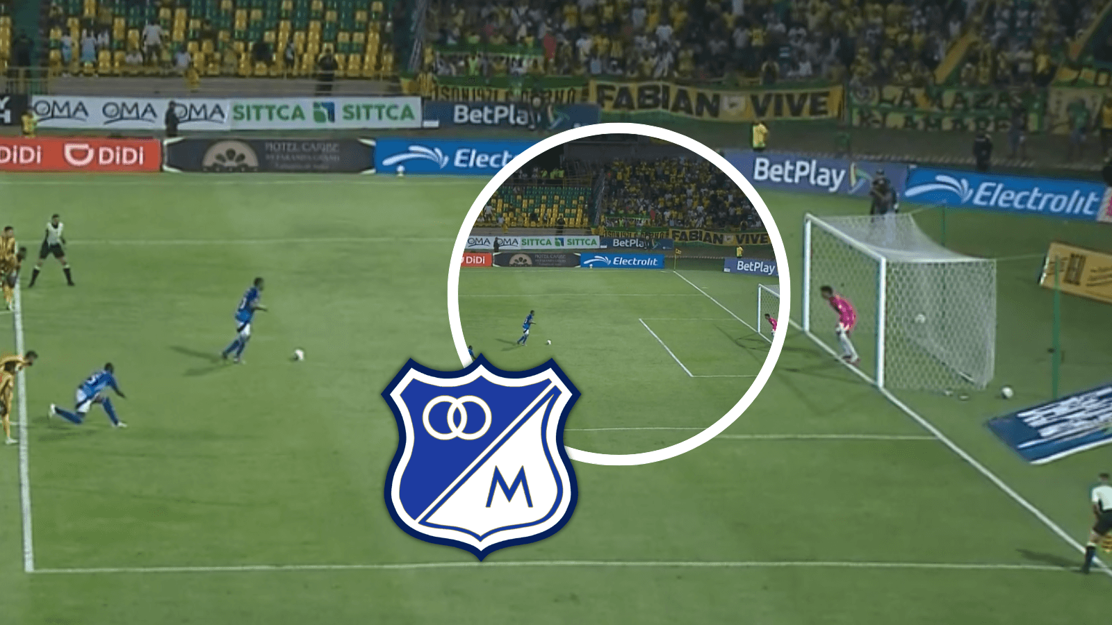 La polémica de la Copa Colombia, esta es la razón por la que se repitió el penal para Millonarios Foto: Escudoteca y Captura de Win Sports