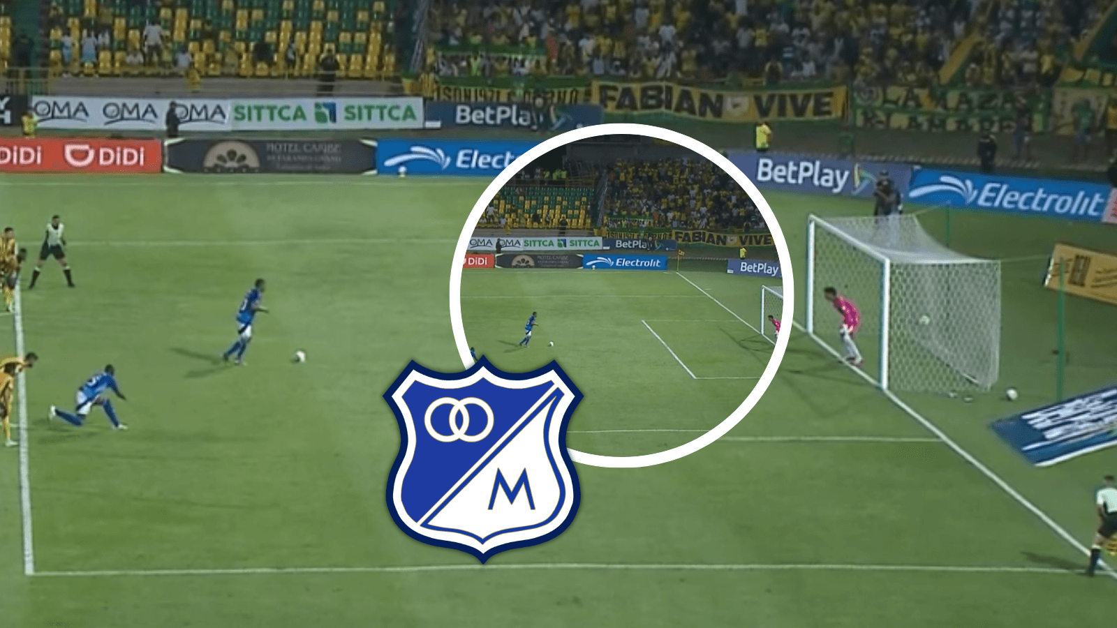 La polémica de la Copa Colombia, esta es la razón por la que se repitió el penal para Millonarios Foto: Escudoteca y Captura de Win Sports