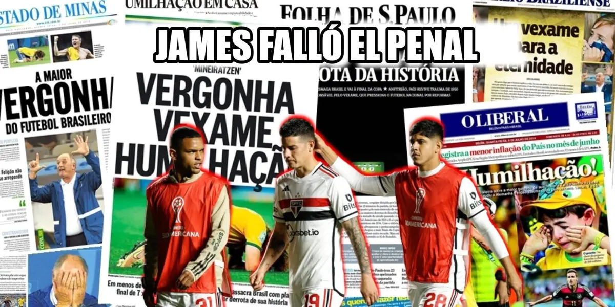 La prensa de Brasil fue dura con James Rodriguez por fallar el penal que eliminó al São Paulo de la Copa Sudamericana 2023.
