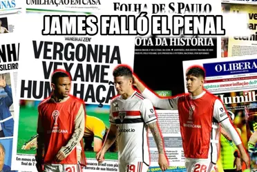 La prensa de Brasil fue dura con James Rodriguez por fallar el penal que eliminó al São Paulo de la Copa Sudamericana 2023.