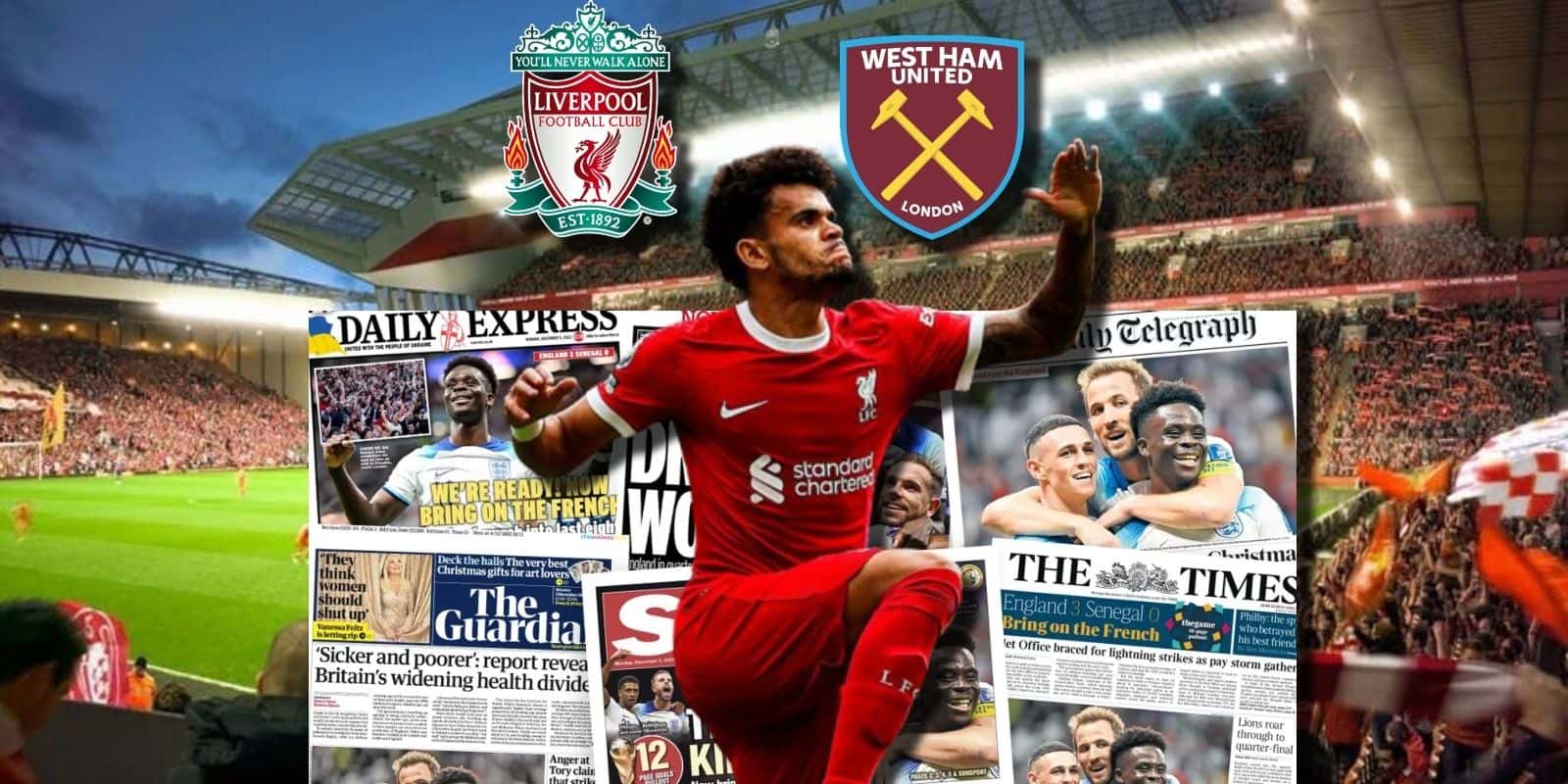 La prensa de Inglaterra reaccionó a lo que hizo Luis Díaz contra el West Ham.