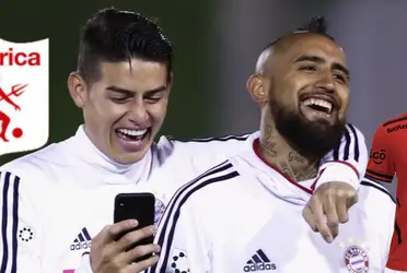 La reacción de James Rodríguez al ver que Arturo Vidal puede fichar con América