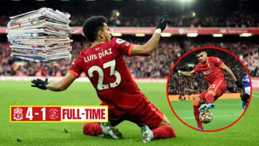 La reacción de la prensa inglesa por la actuación de Luis Díaz con Liverpool FC 
