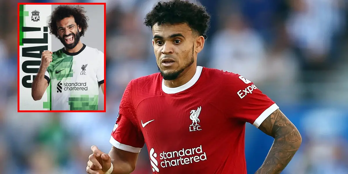 La reacción de Luis Díaz tras gol de Salah en Liverpool FC vs Manchester United