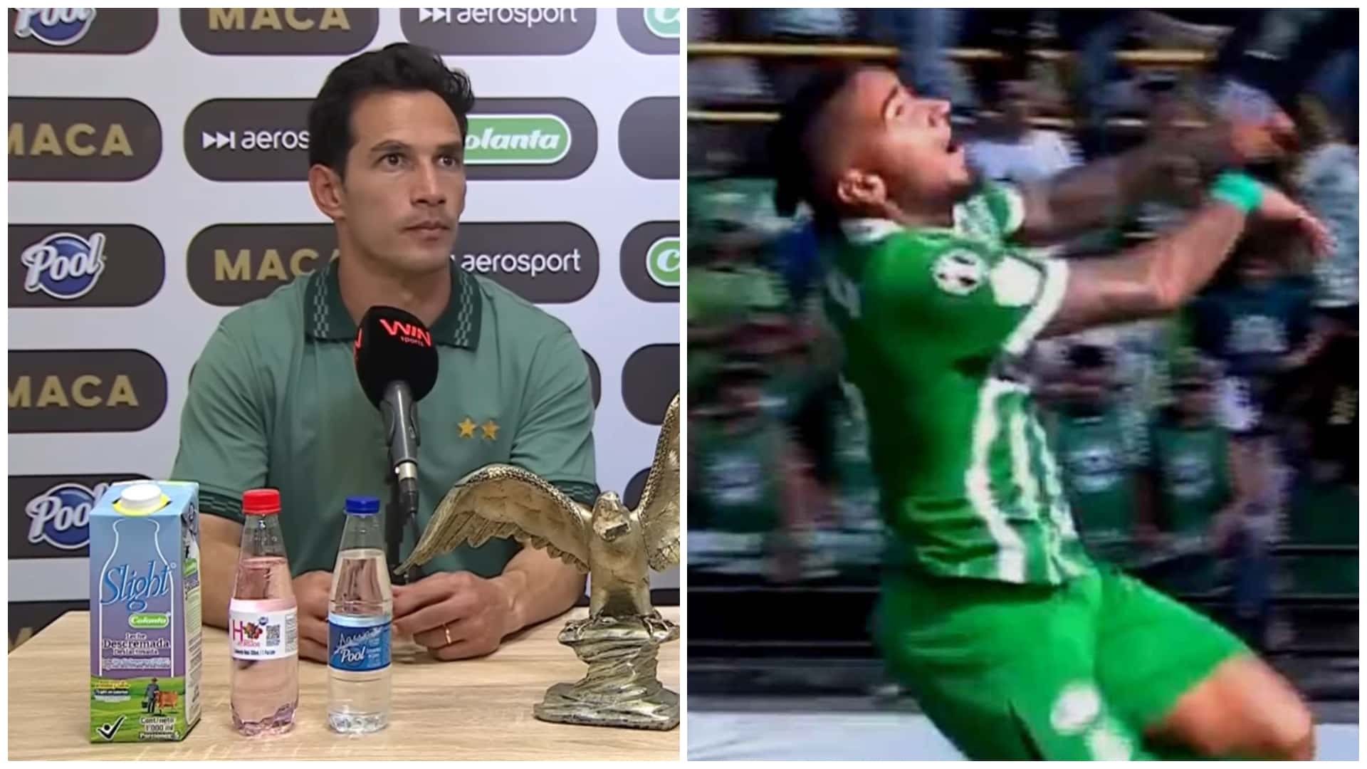 La reacción del entrenador de Nacional ante el duro golpe que recibió su delantero - Captura de pantalla Win Sports