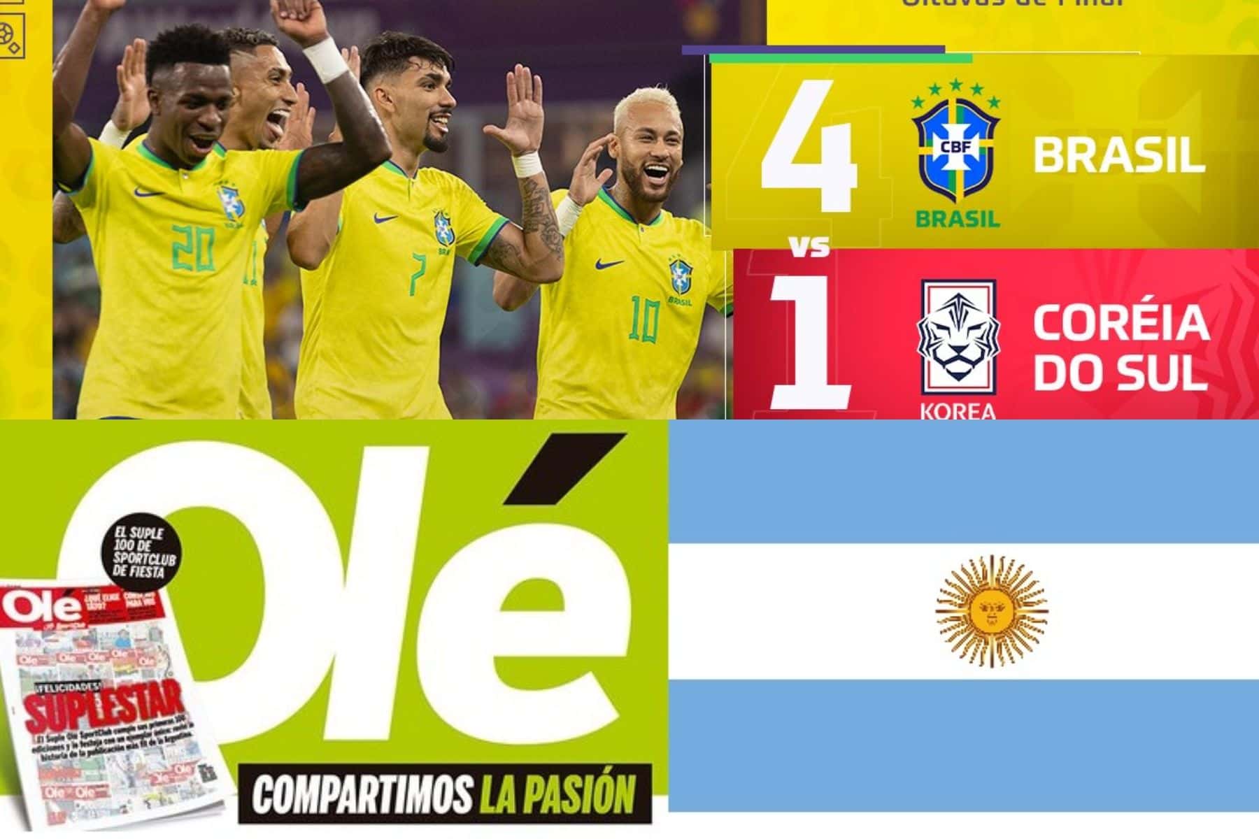 La Selección Brasil superó a Corea del Sur y en Argentina el Diario Olé reseñó el hecho de manera peculiar.
