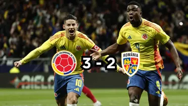   La Selección Colombia celebrando el primer gol contra la Selección Rumania. Foto tomada de Caracol Radio. 