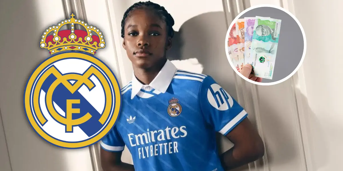 Linda Caicedo y lo que cuesta en pesos colombianos la nueva prenda del Real Madrid Foto: Escudoteca, Real Madrid y Pexels