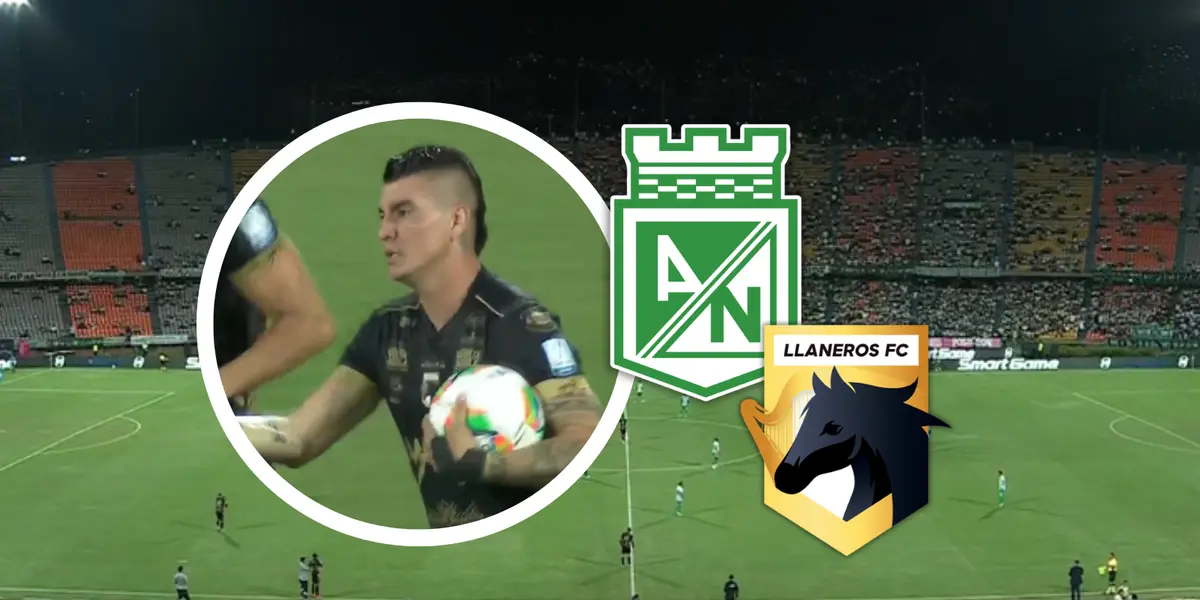 Llaneros necesitó menos de un minuto y un simple saque lateral para dejar en ridículo a todo Atlético Nacional. Foto: Escudoteca y Captura de Win Sports
