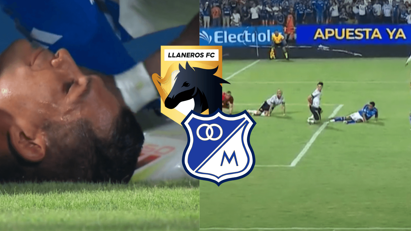 Llaneros vs Millonarios FC Foto: Captura de Win Sports y Escudoteca
