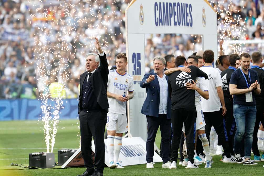 Llego la ansiada Liga para el técnico italiano, llego la 35 para la casa blanca, y el titulo número 50 de Florentino Pérez.