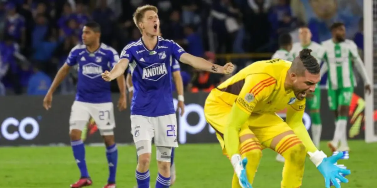 Llinás crack y la jugada de tronco de Álvaro Montero en Millonarios vs Nacional (Foto tomada de Fútbol red)