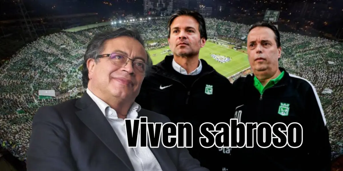 Los hinchas están furiosos. Foto de fondo y de directivos tomadas de El Colombiano y de Petro de El Espectador.