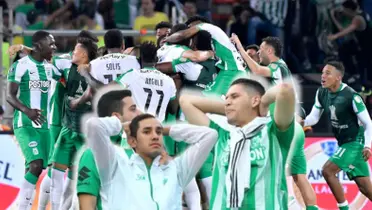 Los jugadores de Atlético Nacional celebrando, en la imagen también aparecen sus hinchas. FOTO: Caracol Radio