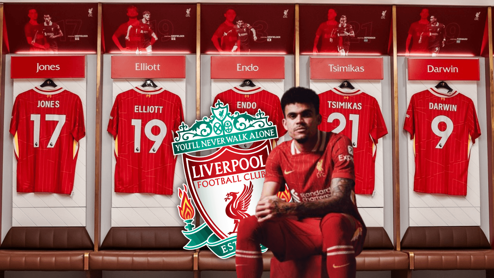 Luis Díaz a la espera de ser campeón de la Premier League con el Liverpool Foto: LFC y Escudoteca