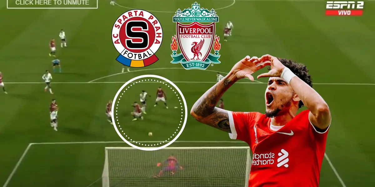 Luis Díaz anotó en Europa League Foto tomada de ESPN captura de pantalla y Liverpool FC Web Site.