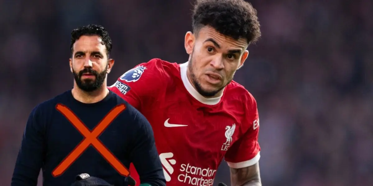 Luis Díaz con la camiseta de Liverpool, al lado Rúben Amorim. FOTO: Caracol