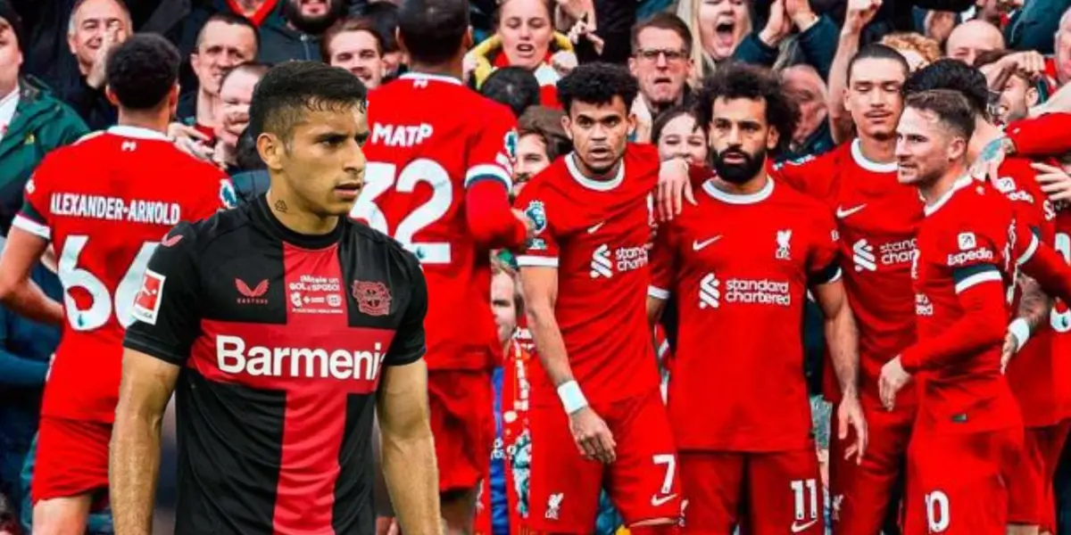 Luis Diaz del Liverpool y Gustavo Puerta del Bayer Leverkusen -Fotos: Fútbol Hoy, El Colombiano