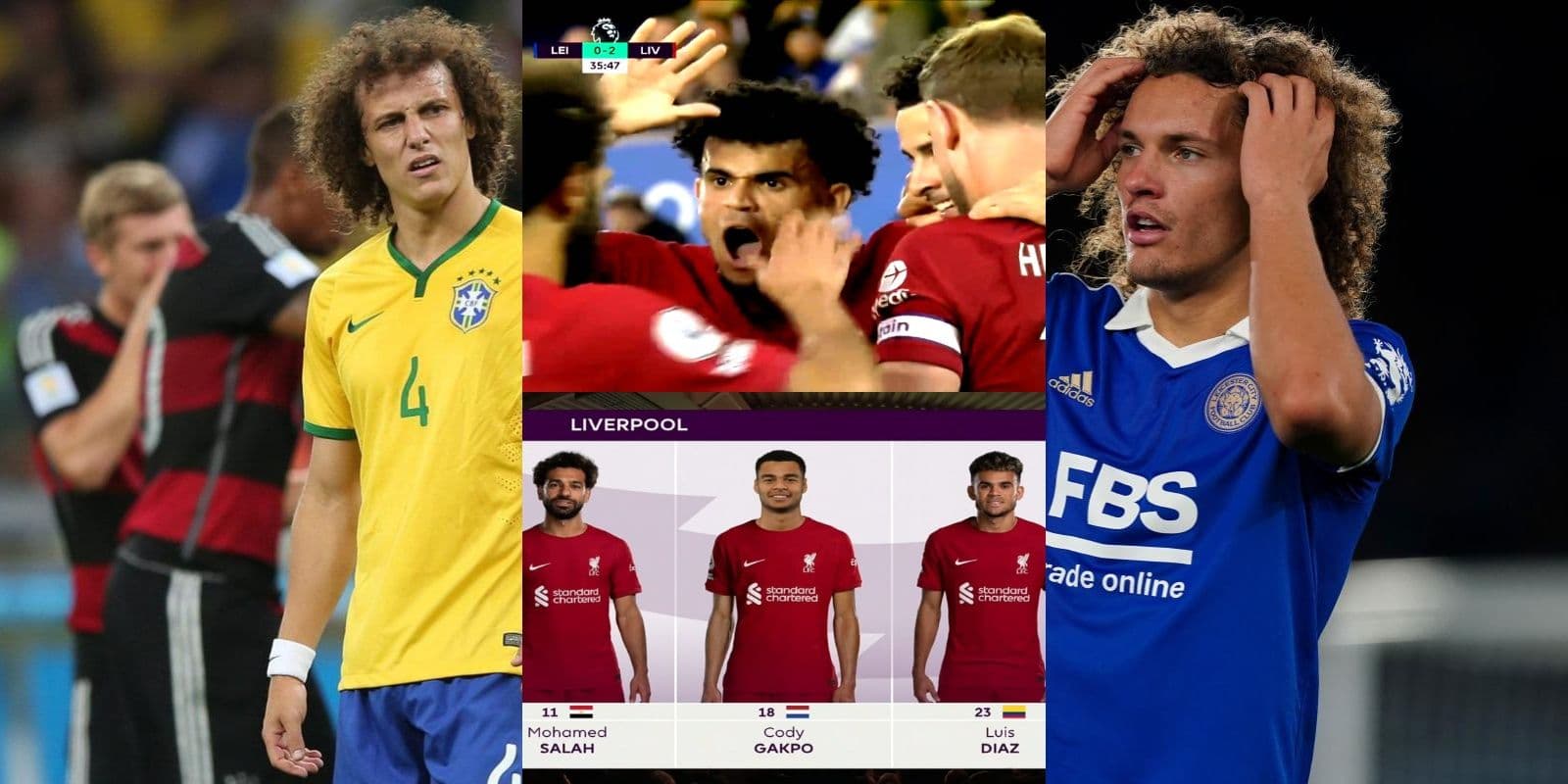 Luis Díaz con el Liverpool fue una pesadilla para el David Luiz belga que juega en el Leicester City.