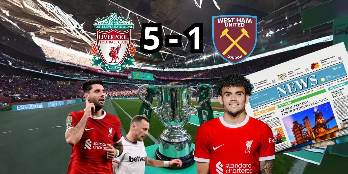Luis Díaz estuvo presente en la goleada del Liverpool contra el West Ham.