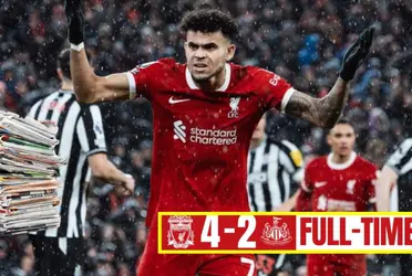 Luis Díaz fue titular en la victoria de Liverpool 4-2 ante Newcastle en la Premier League