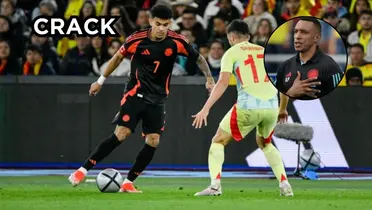 Luis Díaz jugando contra España. Foto tomada de FCF y Gol Caracol.