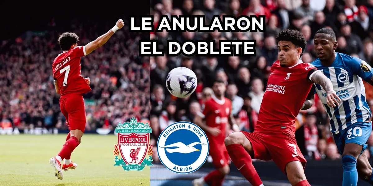 Luis Díaz jugó contra el Brighton. Foto tomada de Twitter Liverpool FC.