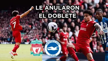 Luis Díaz jugó contra el Brighton. Foto tomada de Twitter Liverpool FC.