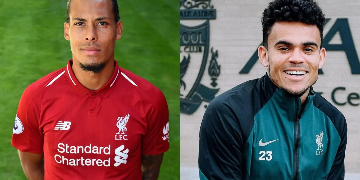 Luis Díaz a lo interno del Liverpool respeta a su compañero Virgil van Dijk.