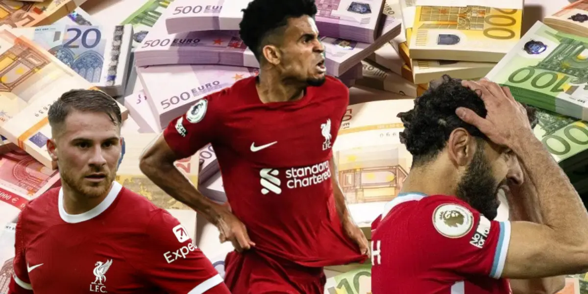 Luis Díaz, Mohamed Salah y Mac Allister del Liverpool- Fotos: Transfermarkt, Soy Fútbol, Infobae