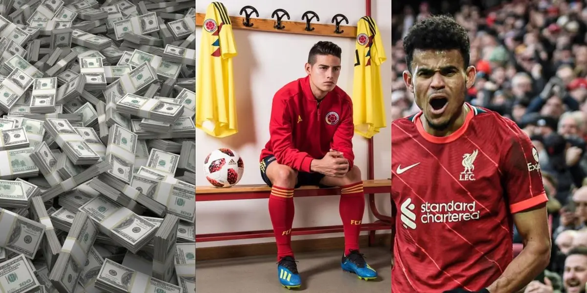 Luis Díaz pese a estar actualmente lesionado supera con mucha diferencia en valores de mercado a su paisano James Rodríguez.