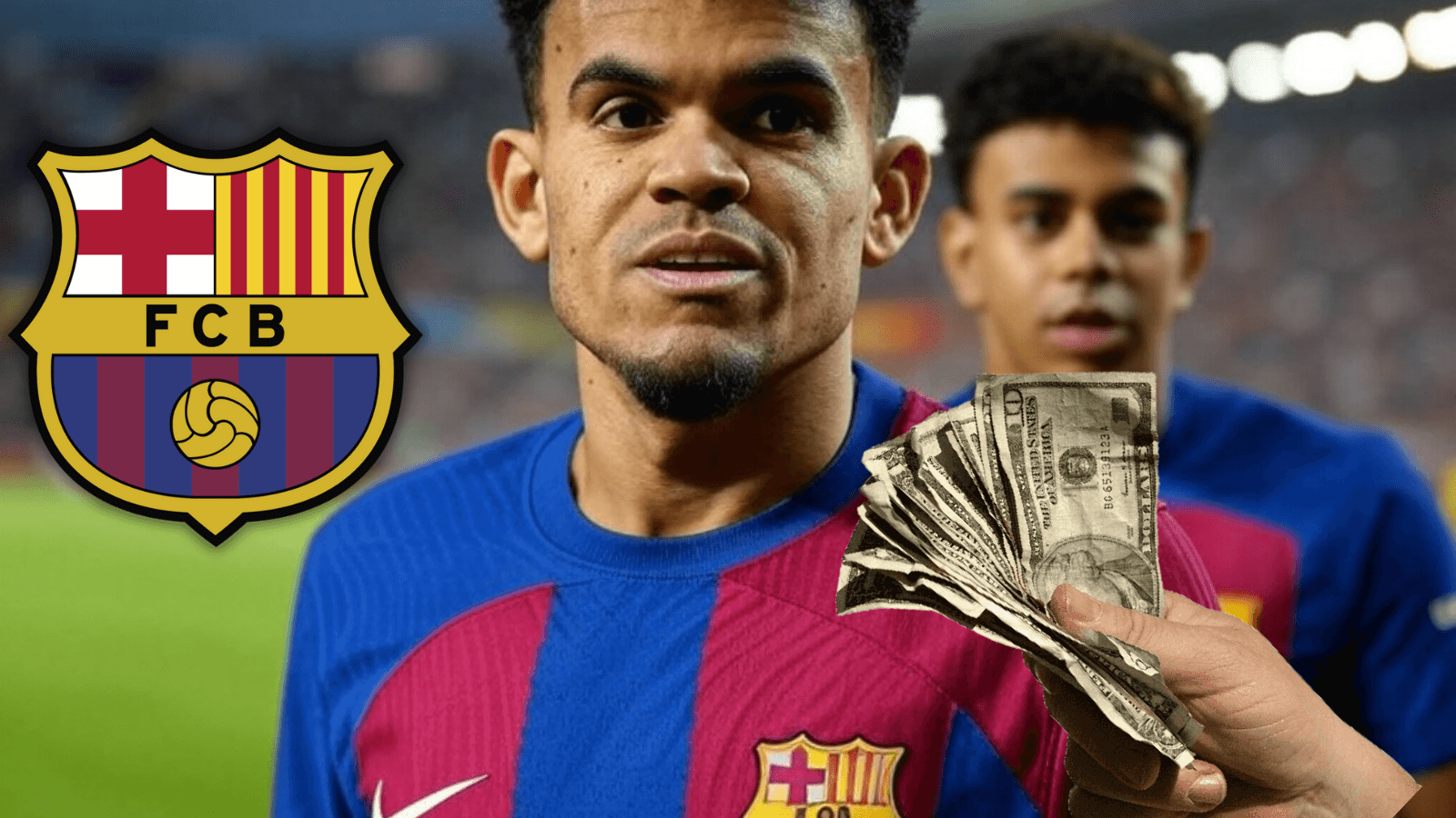 Luis Díaz podría llegar al FC Barcelona Foto: IA de Grox, Escudoteca y Pexels