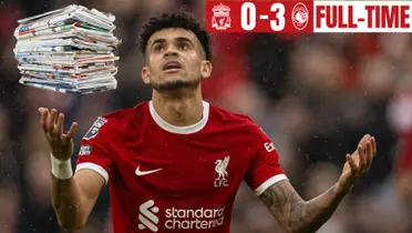 Luis Díaz se lamenta con la camiseta de Liverpool