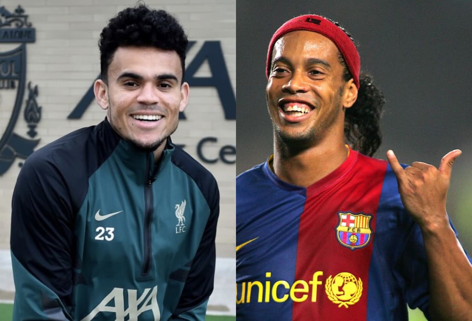 Luis Díaz tiene la esencia de Ronaldinho para jugar con alegría y el crack brasileño con un vídeo le demostró en redes sociales qué debe agregar a su repertorio de jugadas.