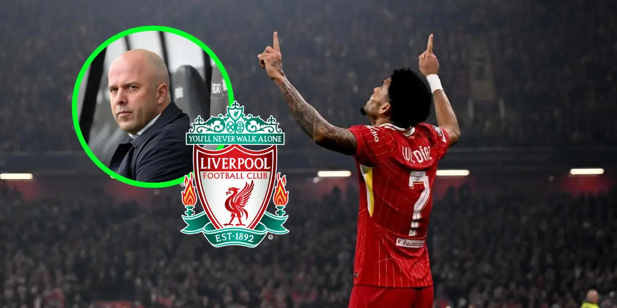 Luis Díaz y Arne Slot Foto: LFC, Escudoteca y Luis Díaz