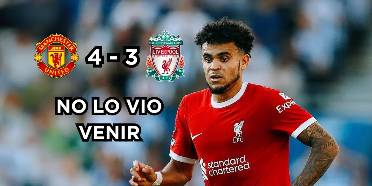 Luis Díaz y el Liverpool cayeron contra el United. Foto de Díaz tomada de Liverpool Web Site.